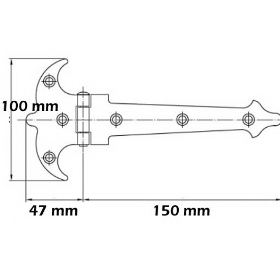 Ajtópánt díszes 150 mm fekete