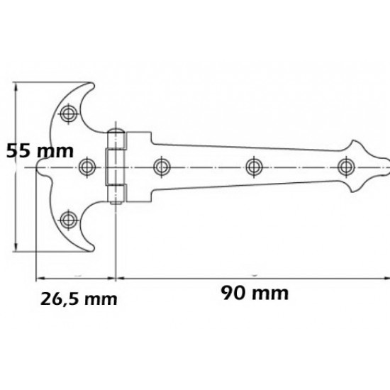 Ajtópánt díszes  90 mm fekete